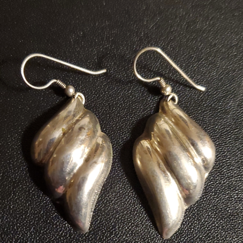 Vintage Sterling Silver Earrings  2"  Old Sterling Silver Jewelry